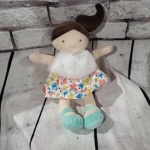 Jolijou Floral Dress Plush Doll with Brown Hair